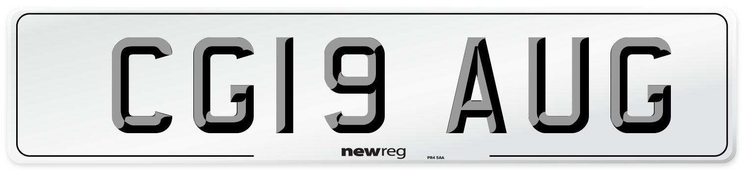 CG19 AUG Number Plate from New Reg
